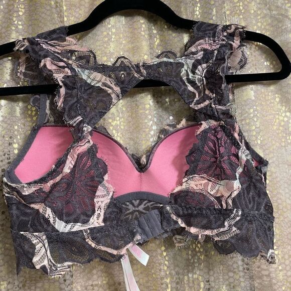 PINK Victorias Secret Date Push Up Gray Pink Bralette Small - Picture 2 of 7